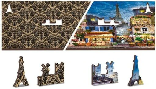 Wooden Puzzle Breakfast In Paris (300) -Spel Speelgoed Winkel achterkant houten puzzel parijs