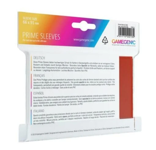 Standard Card Game Sleeves PRIME (66x91mm) ROOD (100) -Spel Speelgoed Winkel achterkant pakje rode sleeves