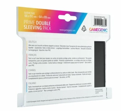 Standard Card Game Sleeves PRIME Double Sleeving Pack (66x91mm) ZWART (80) -Spel Speelgoed Winkel achterkant double sleeving pack