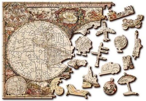 Wooden Puzzle Antique World Map XL (600) -Spel Speelgoed Winkel antique world puzzle 1