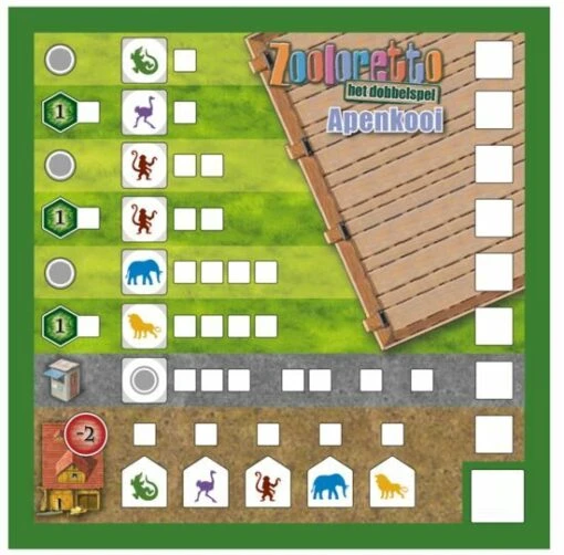 Zooloretto: Het Dobbelspel Trio (variatie Scorebloks) -Spel Speelgoed Winkel apenkooi
