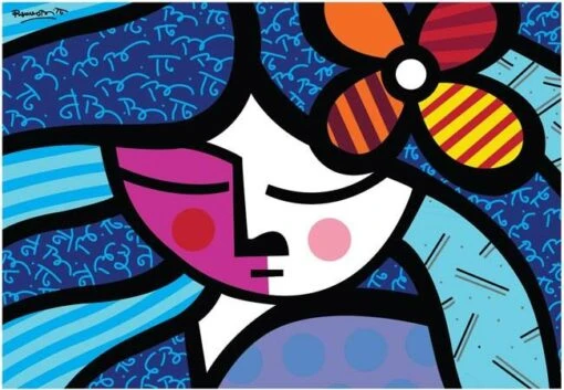 Romero Britto - Girl With Flower (1000) -Spel Speelgoed Winkel bluebird puzzle girl with flower