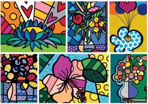 Romero Britto - Collage Flowers (2000) -Spel Speelgoed Winkel collage bloemen britto 1
