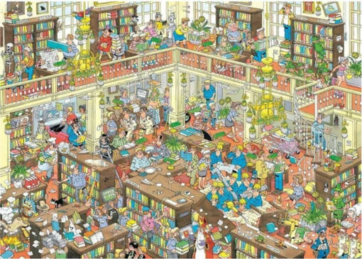 Jan Van Haasteren - De Bibliotheek (2000) -Spel Speelgoed Winkel de bibliotheek puzzel web 1