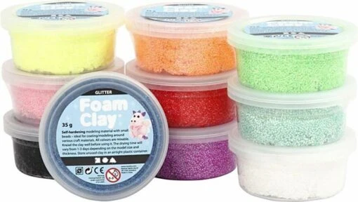 Foam Clay Kleuren Assortiment Met Glitter - 10x35g -Spel Speelgoed Winkel foam clay assortiment met glitter