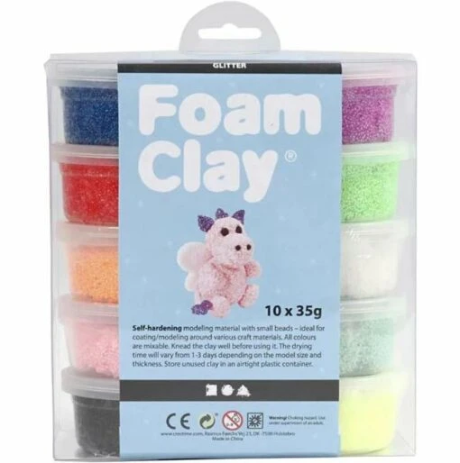 Foam Clay Kleuren Assortiment Met Glitter - 10x35g -Spel Speelgoed Winkel glitter foam clay