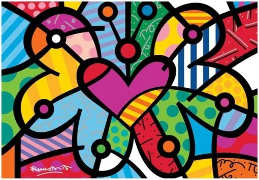 Romero Britto - Heart Butterfly (2000) -Spel Speelgoed Winkel heart butterfly britto