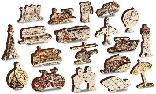 Wooden Puzzle Antique World Map XL (600) -Spel Speelgoed Winkel houten legpuzzel met vormstukjes