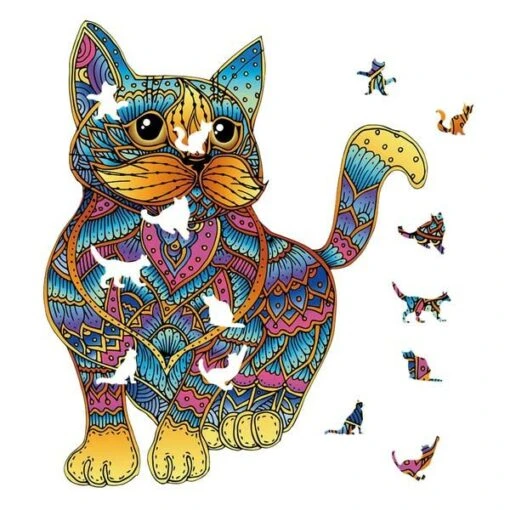 Houten Puzzel Kat (99) -Spel Speelgoed Winkel houten vormpuzzel kat