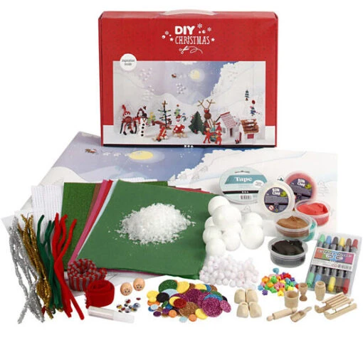 Knutselpakket Kerstlandschap -Spel Speelgoed Winkel inhoud diy christmas web