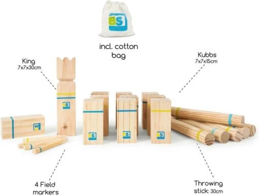 Buiten Kubb Vurenhout -Spel Speelgoed Winkel inhoud kubb spel