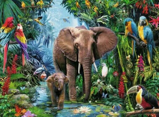 Olifanten In De Jungle (150) -Spel Speelgoed Winkel kinderpuzzel met olifanten 1