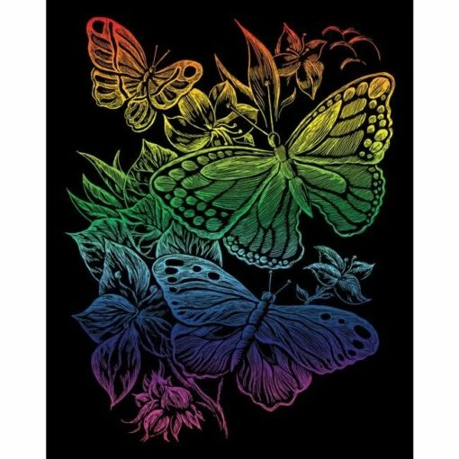 Krastekening Vlinders (in Regenboogkleuren) -Spel Speelgoed Winkel krastekening met vlinders