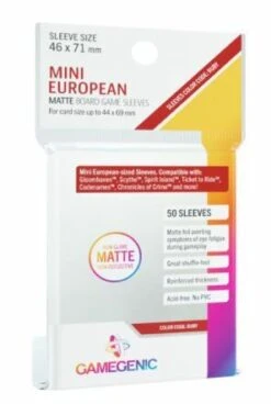 Mini European Card Game Sleeves MATTE (46x71mm) Non-glare (50) -Spel Speelgoed Winkel mini european matte sleeves gamegenic
