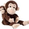Handpop Aap + Jong (Cheeta & Bibi) -Spel Speelgoed Winkel moeder aap met baby aap web