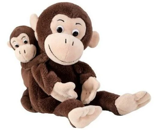 Handpop Aap + Jong (Cheeta & Bibi) -Spel Speelgoed Winkel moeder aap met baby aap web