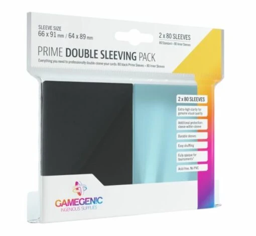 Standard Card Game Sleeves PRIME Double Sleeving Pack (66x91mm) ZWART (80) -Spel Speelgoed Winkel
