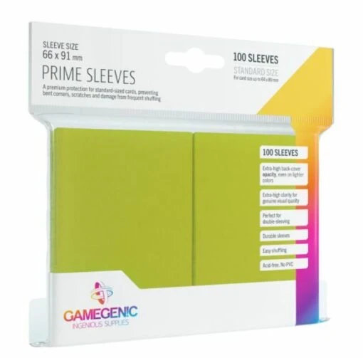 Standard Card Game Sleeves PRIME (66x91mm) LIMOEN (100) -Spel Speelgoed Winkel prime sleeves lime