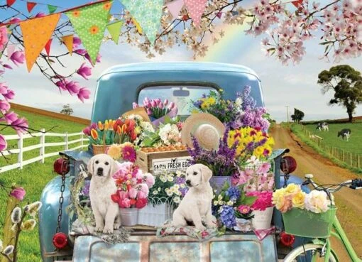 Country Truck In Spring (500) -Spel Speelgoed Winkel puzzel met truck