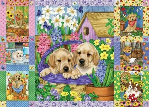 Puppies And Posies Quilt (1000) -Spel Speelgoed Winkel puzzel puppy s