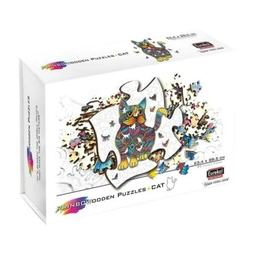 Houten Puzzel Kat (99) -Spel Speelgoed Winkel rainbow wooden puzzle cat