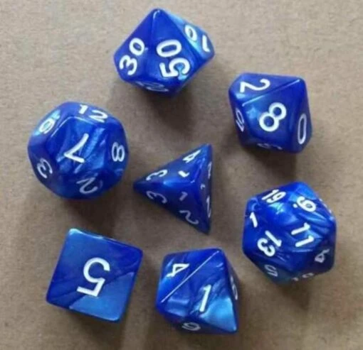 Role Playing Dice Blue (7 Dobbelstenen) -Spel Speelgoed Winkel roll playing dice blue