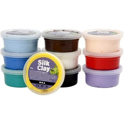 Silk Clay Kleuren Assortiment 1 - 10x40g -Spel Speelgoed Winkel silk clay basic i 1