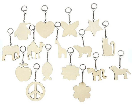 Houten Sleutelhanger Assortiment (16) -Spel Speelgoed Winkel sleutelhangers assortiment2 web