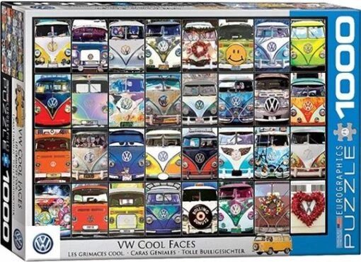 VW Bus - Cool Faces (1000) -Spel Speelgoed Winkel volwagen busjes web