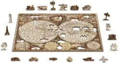 Wooden Puzzle Antique World Map XL (600) -Spel Speelgoed Winkel vormlegpuzzel antique wereld 1